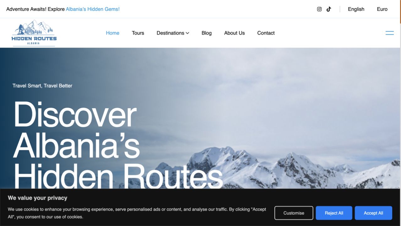 Hidden Routes Albania website preview